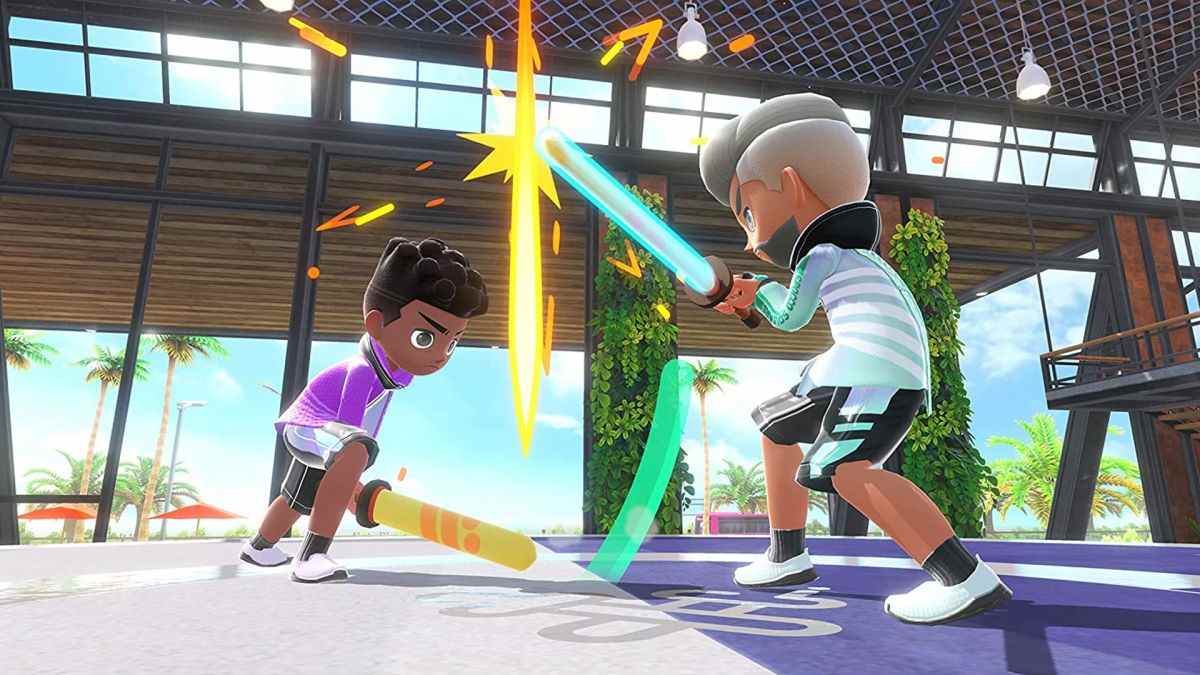 The sword-fighting Chambara mini-game in Switch Sports