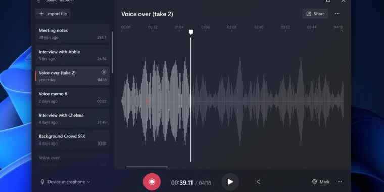 L’enregistreur de son de Windows 11 ramène des fonctionnalités qui ont été supprimées il y a des années
