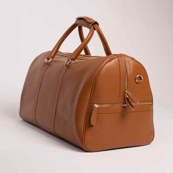 Sac Carryall Duffel en Cuir Marron Camel