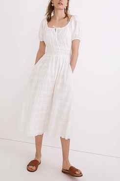 Madewell Sophia Robe mi-longue à carreaux Seersucker