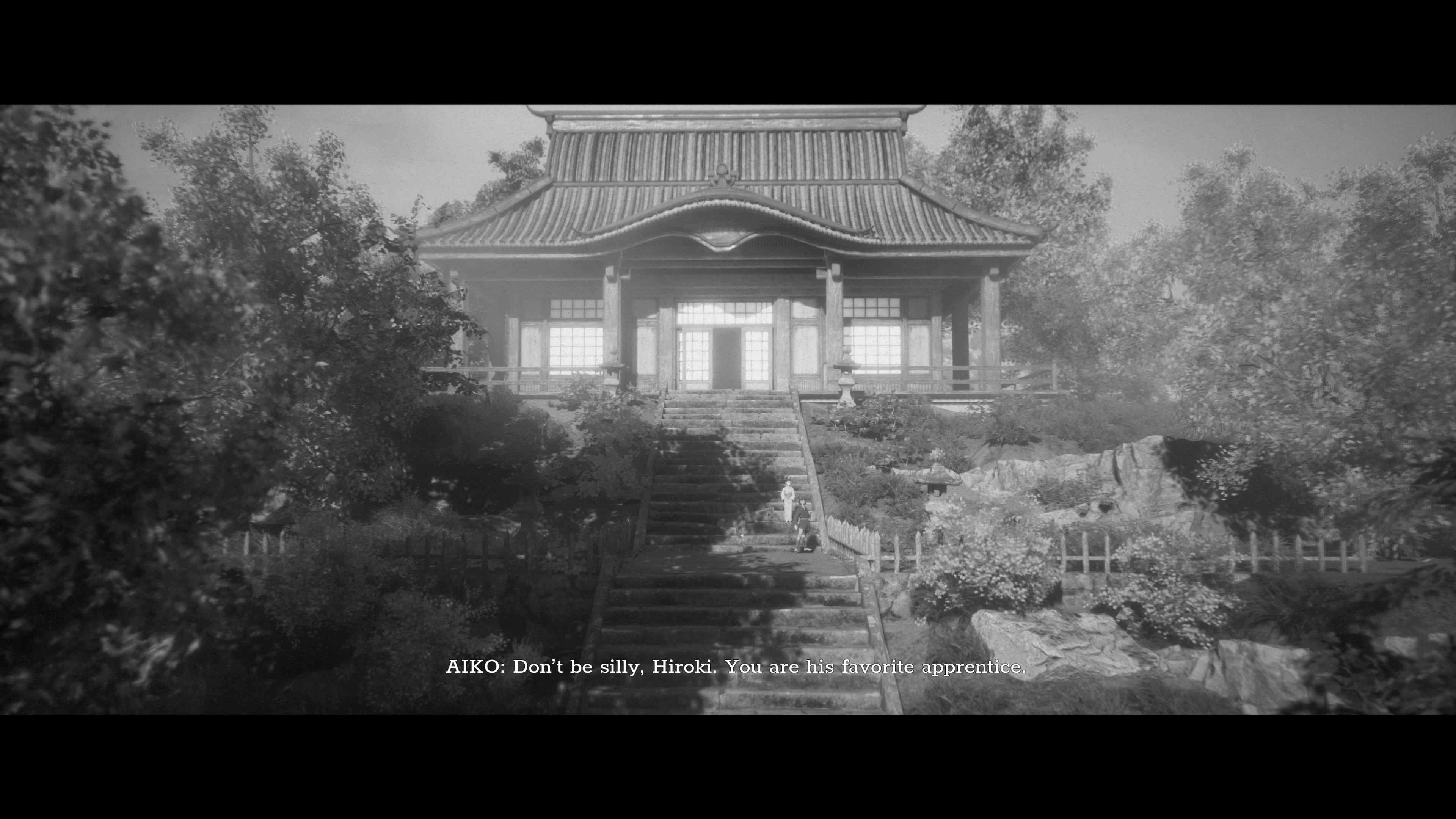 Captures d'écran du défilement latéral des samouraïs en noir et blanc, Trek to Yomi