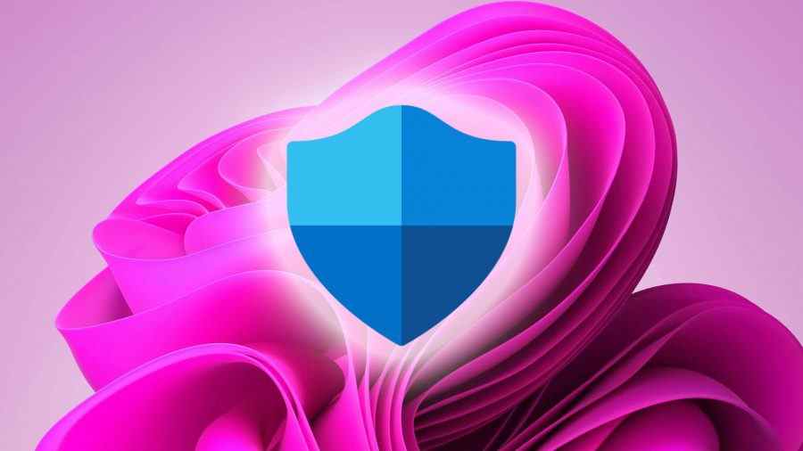 Comment nettoyer votre ordinateur : logo Windows Defender avec fond rose Windows 11