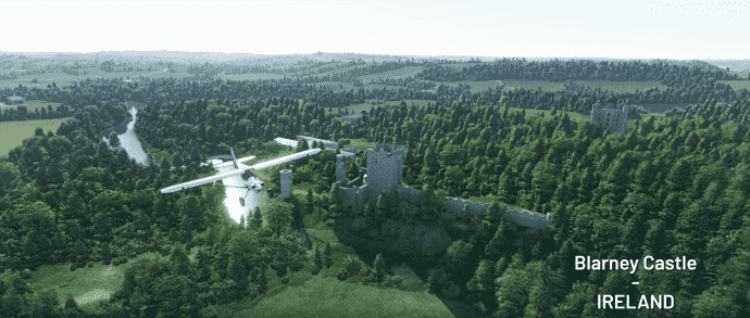 Une capture d'écran du château de Blarney dans Microsoft Flight Simulator.