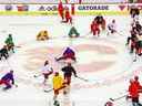 Les Flames de Calgary s'entraînent au Scotiabank Saddledome de Calgary le mardi 17 mai 2022. 