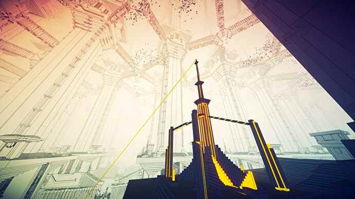 Architecture impossible sans fin dans une capture d'écran de Manifold Garden.