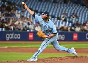 Le lanceur partant des Blue Jays, Kevin Gausman, livre un lancer contre les Mariners de Seattle lors de la deuxième manche au Rogers Center.  DAN HAMILTON/USA AUJOURD'HUI SPORTS