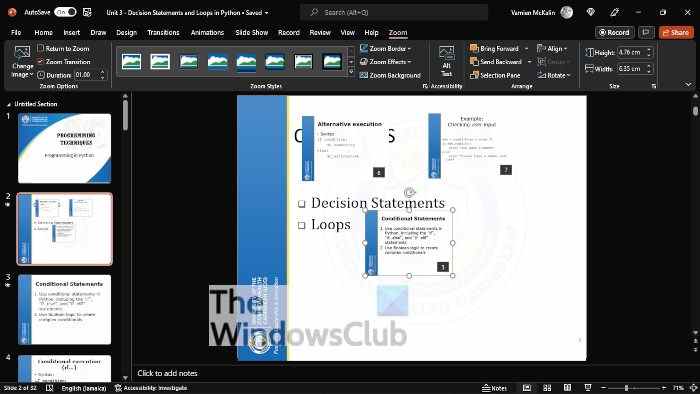 Comment zoomer sur une image pendant une présentation PowerPoint