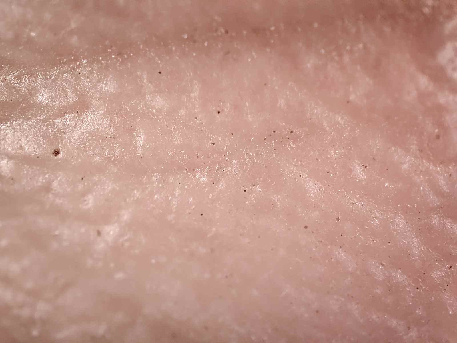 Vue macro d'une paume sale avant de se laver les mains avec du savon photographié avec la caméra microscope du Realme GT 2 Pro.