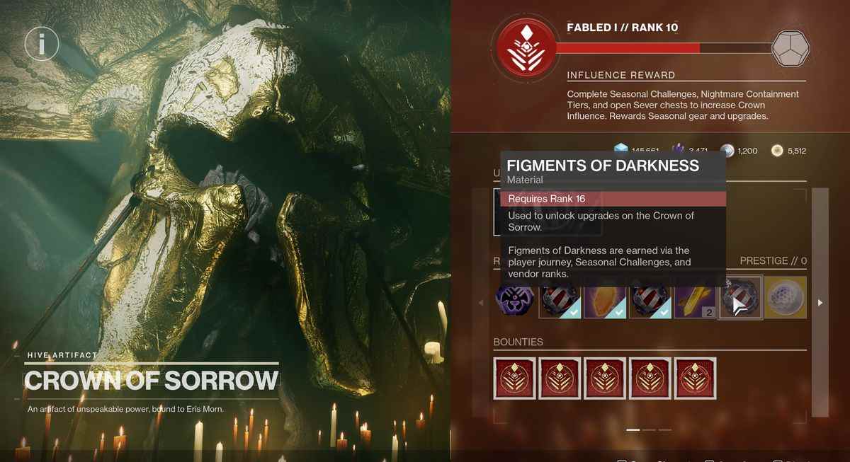 Figments of Darkness dans l'inventaire Crown of Sorrow dans Destiny 2: Season of the Haunted