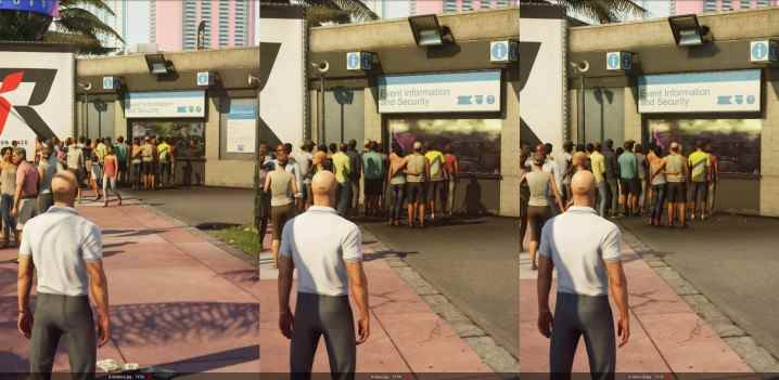 Comparaison de réflexion dans Hitman 3.