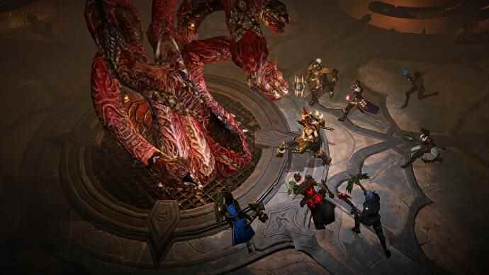 Des aventuriers combattant une hydre dans Diablo Immortal