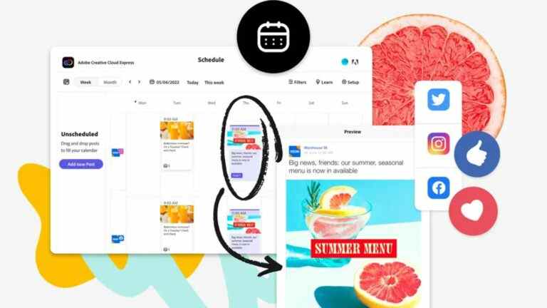 Adobe met à jour Creative Cloud Express avec un nouveau planificateur de contenu