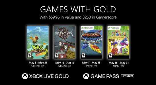 Annonce des jeux gratuits Xbox Live Gold pour mai 2022