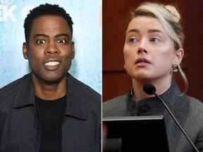 Chris Rock et Amber Heard sont représentés sur une photo combinée.