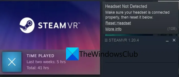 Casque SteamVR non détecté