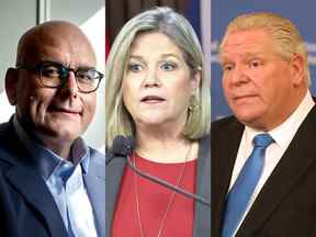 Steven Del Duca, Andrea Horwath et Doug Ford