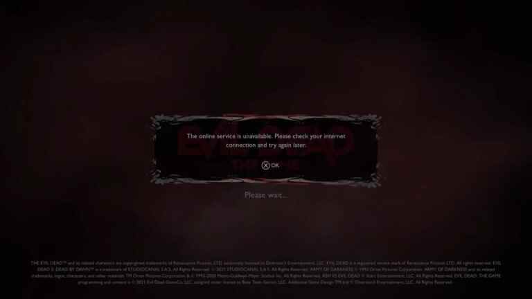 Evil Dead The Game Down et problèmes de serveur rencontrés ce 13 mai