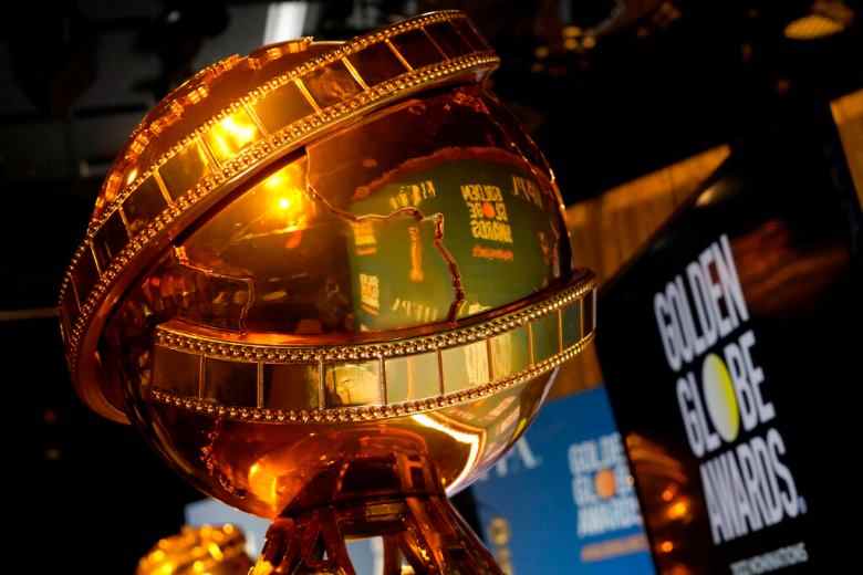 A Golden Globe statue appears at the nominations event for 79th annual Golden Globe Awards at the Beverly Hilton Hotel on Monday, Dec. 13, 2021, in Beverly Hills, Calif. The 79th annual Golden Globe Awards will be held on Sunday, Jan. 9, 2022. (AP Photo/Chris Pizzello)