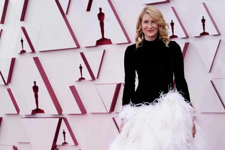 Laura Dern arrives at the Oscars on Sunday, April 25, 2021, at Union Station in Los Angeles. (AP Photo/Chris Pizzello, Pool)