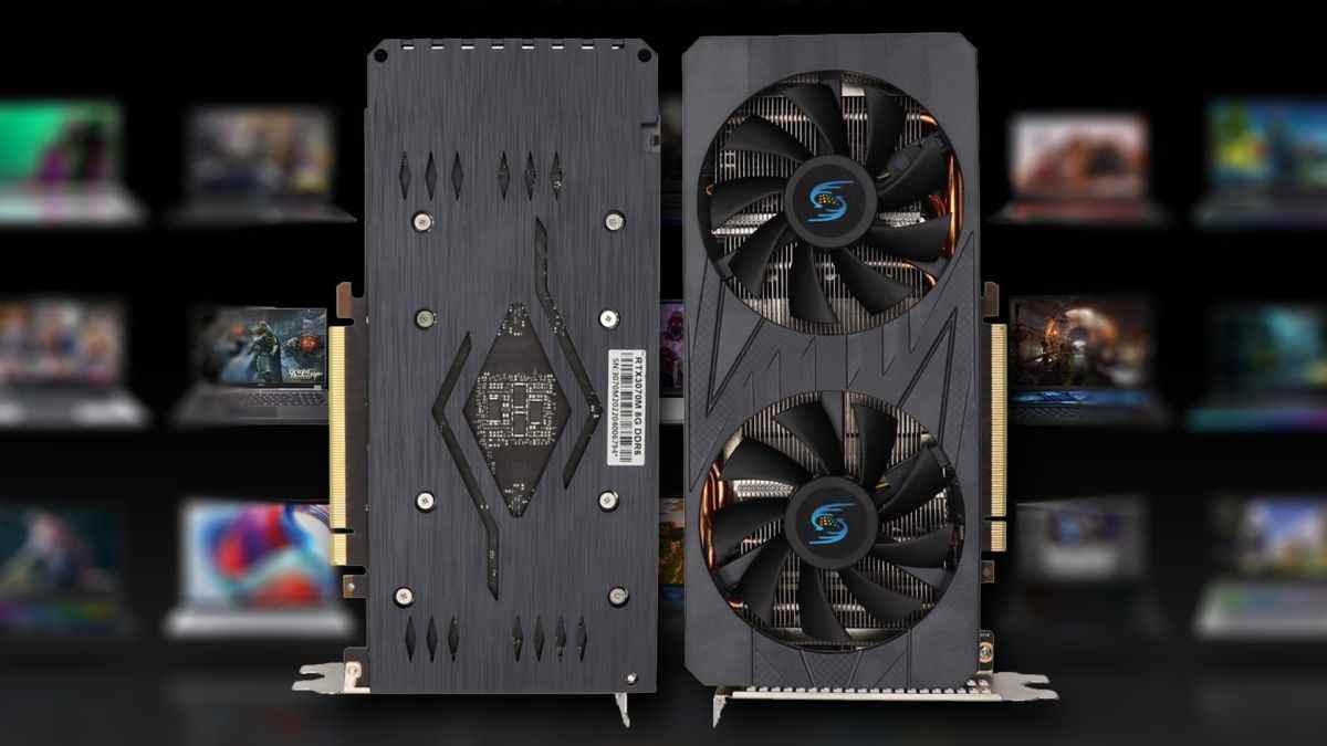 Ordinateur portable RTX 3070 GPU repéré à l'intérieur d'une carte graphique de bureau, et bien sûr c'est pour l'extraction de crypto
