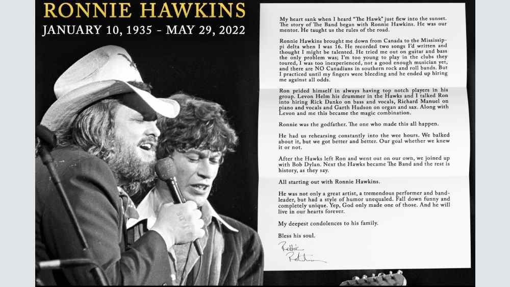 Ronnie 'Hawk' Hawkins se souvient de Robbie Robertson du groupe Le plus populaire doit être lu Inscrivez-vous aux newsletters Variety Plus de nos marques
	
	
