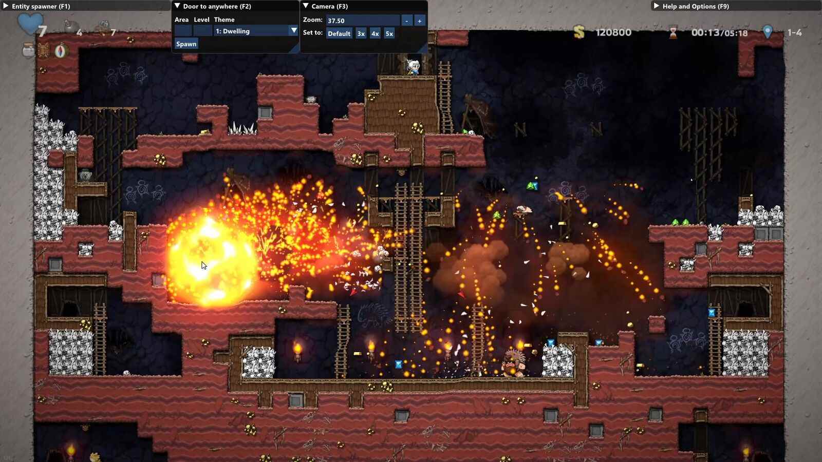 Spelunky 2 mod Overlunky vous permet de dézoomer et d'exploser tous les niveaux

