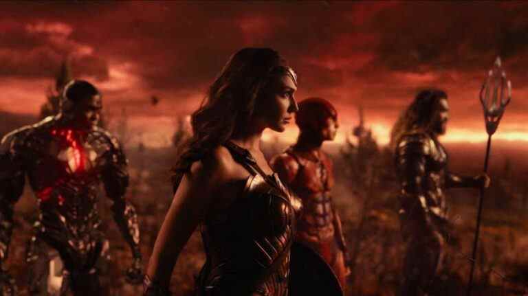 Ray Fisher, Gal Gadot, Ezra Miller, and Jason Momoa in Justice League