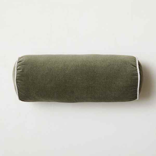 Coussin de Traversin en Velours de Coton West Elm (Olive Foncé)