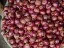 Un vendeur de légumes trie des oignons sur un marché de Siliguri le 25 novembre 2019.