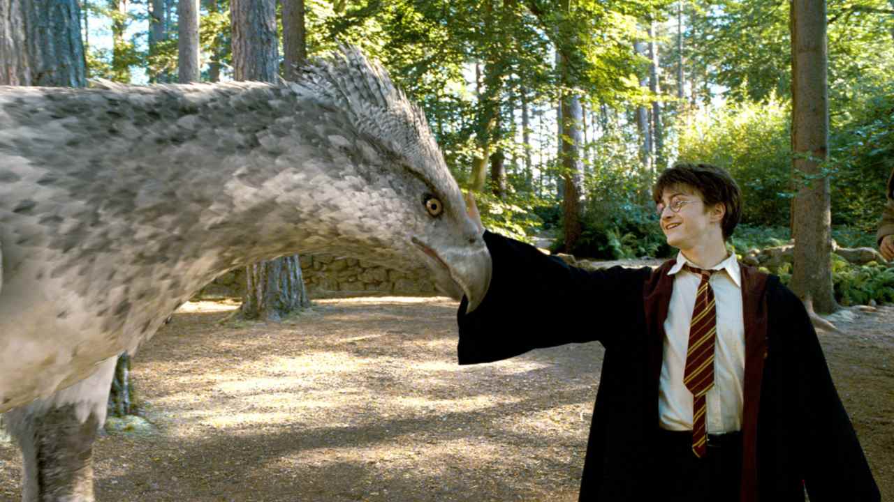 Harry et Buck dans Harry Potter et le prisonnier d'Azkaban.