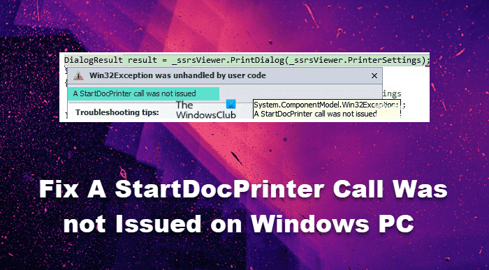 Réparer Un appel StartDocPrinter n’a pas été émis sur un PC Windows