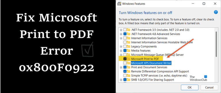 Correction du code d’erreur Microsoft Print To PDF 0x800f0922