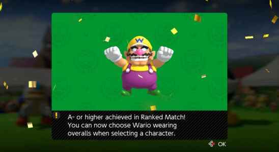 Super Rush offrant des combinaisons Wario en récompense de match classé