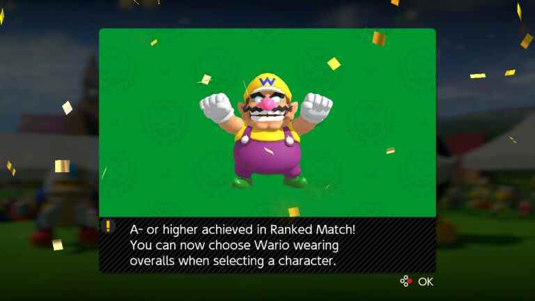 Super Rush offrant des combinaisons Wario en récompense de match classé
