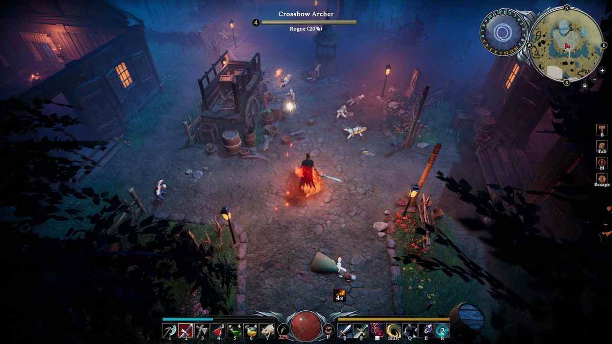 Un vampire utilise des capacités de feu dans V Rising