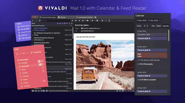 Vivaldi Mail est un nouveau client de messagerie puissant avec calendrier et lecteur de flux