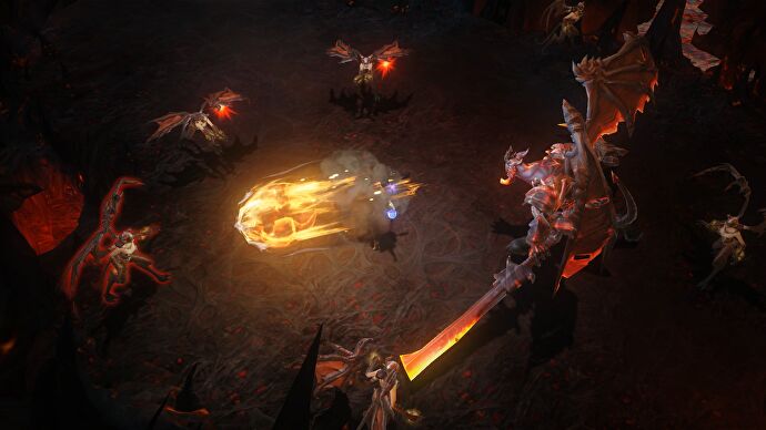 Un sorcier lance un sort Scorch dans Diablo Immortal