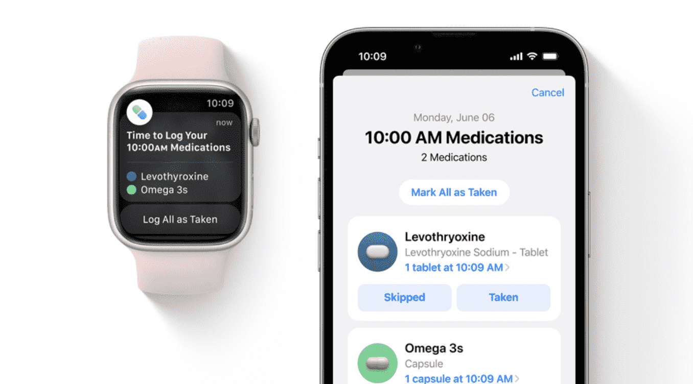 La vue Médicaments sur watchOS 9 et iOS 16