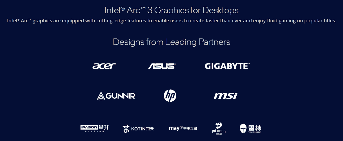 Carte graphique de bureau Intel Arc A380