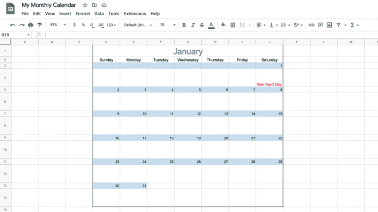 Comment créer un calendrier dans Google Sheets