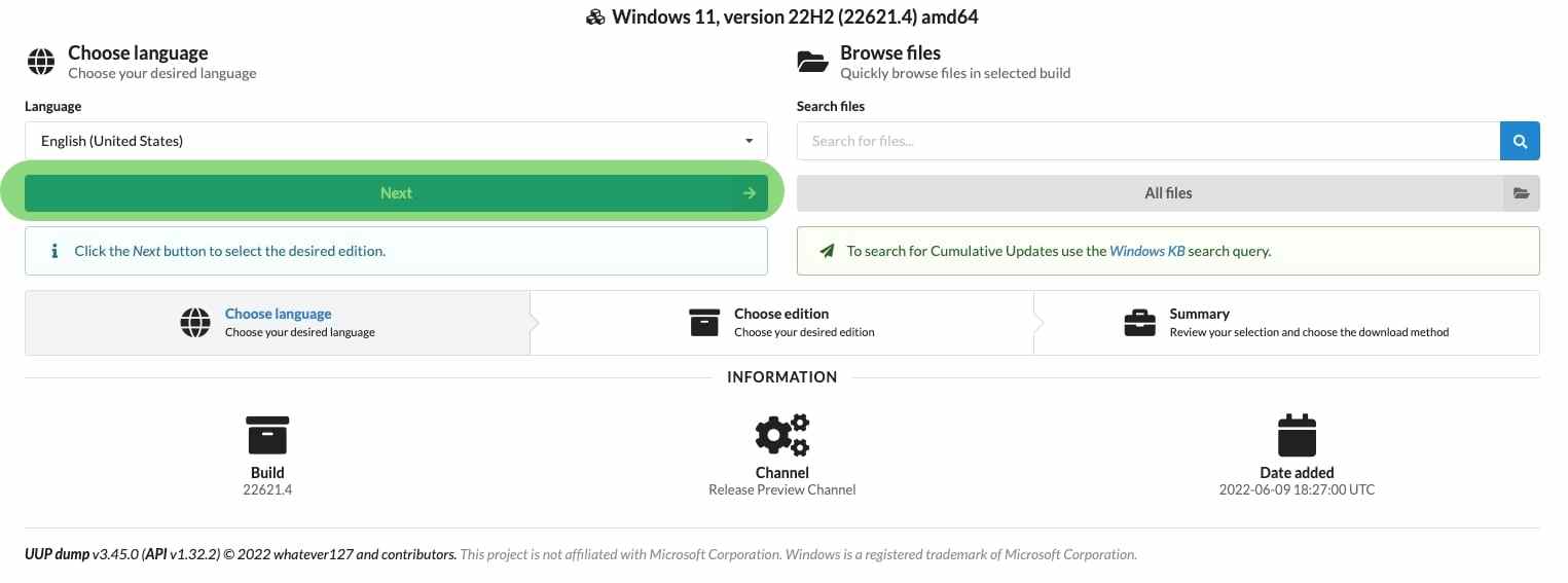 Installer Windows 11 22H2