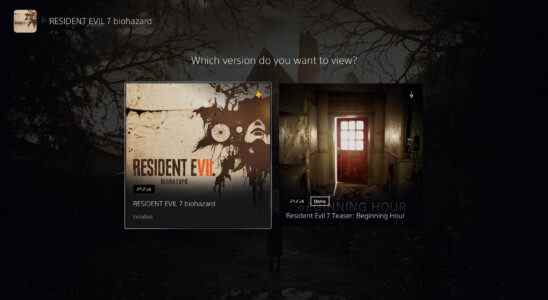 Resident Evil 7 PS5 upgrade