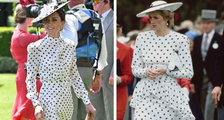 La duchesse de Cambridge canalise la princesse Diana à pois à Royal Ascot