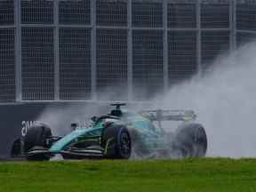 Lance Stroll d'Aston Martin lors des qualifications pour le Grand Prix du Canada sur le circuit Gilles-Villeneuve à Montréal le 18 juin 2022.