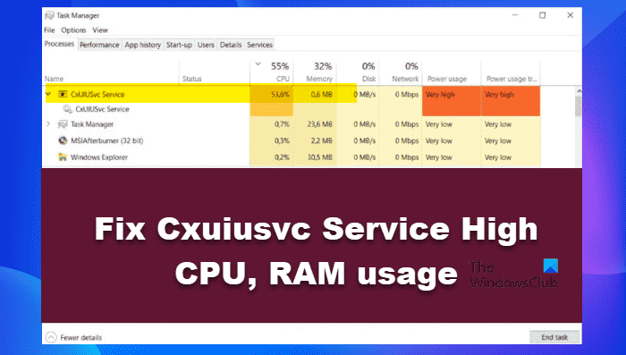 Correction de l’utilisation élevée du processeur et de la RAM du service Cxuiusvc sous Windows 11/10