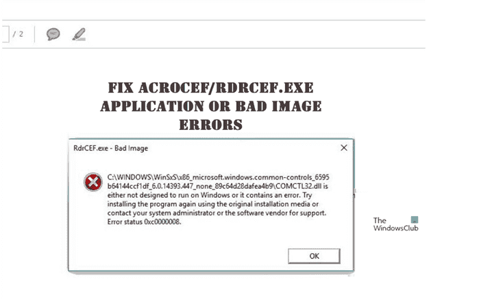 Correction des erreurs d’application AcroCEF/RdrCEF.exe ou d’image incorrecte