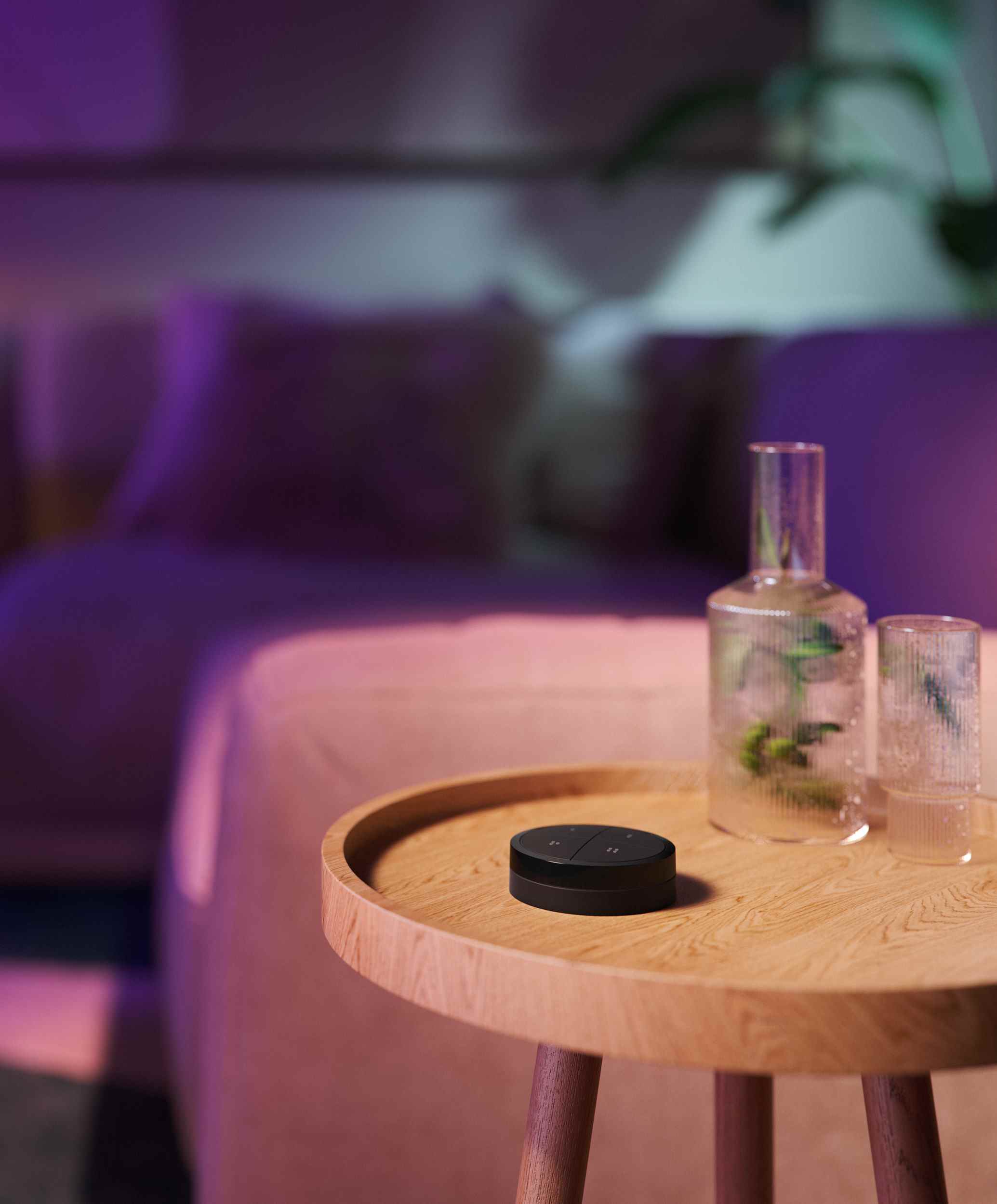 une photo de style de vie du commutateur à cadran Philips Hue Tap