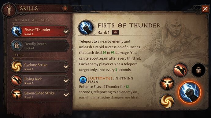 Description de la capacité des poings du tonnerre dans Diablo Immortal