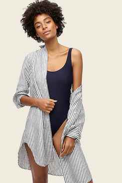 J. Crew Chemise de plage en coton et lin à rayures