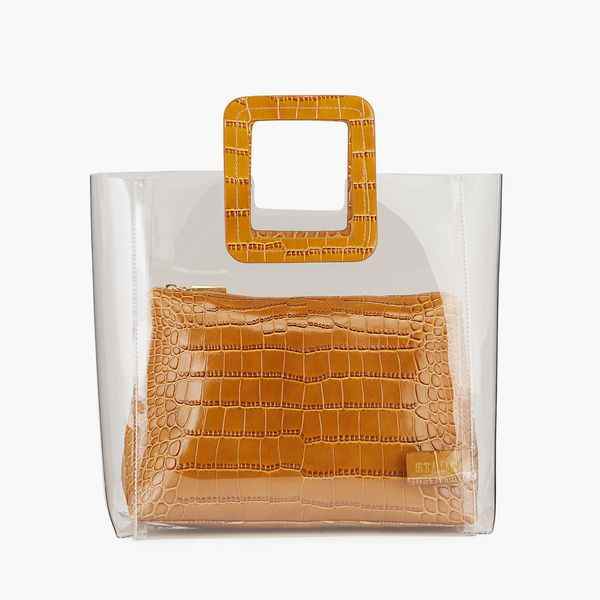 Sac fourre-tout Staud Shirley en PVC transparent et crocodile en relief